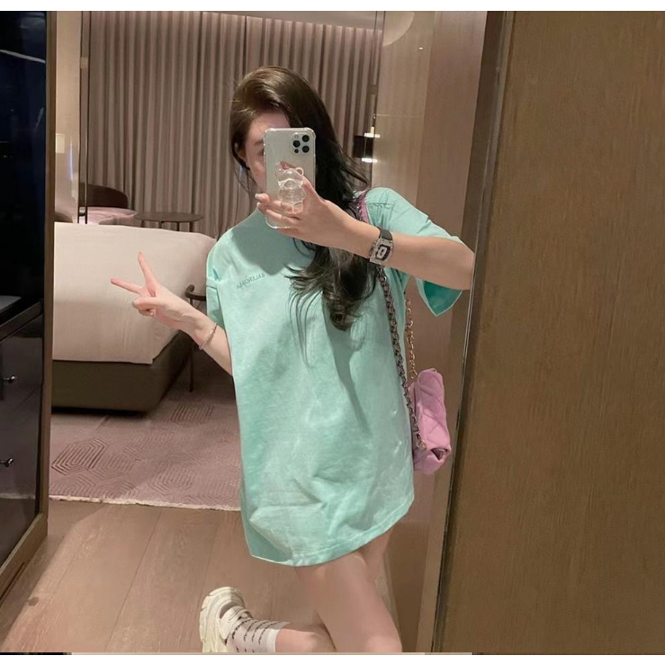 Áo Thun Ngắn Tay oversize Thêu Chữ Mới