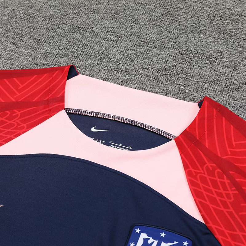 Bộ Quần Áo Đá Banh Tay Ngắn Màu Xanh Dương Size S-2XL 2023-24 Atletico Madrid