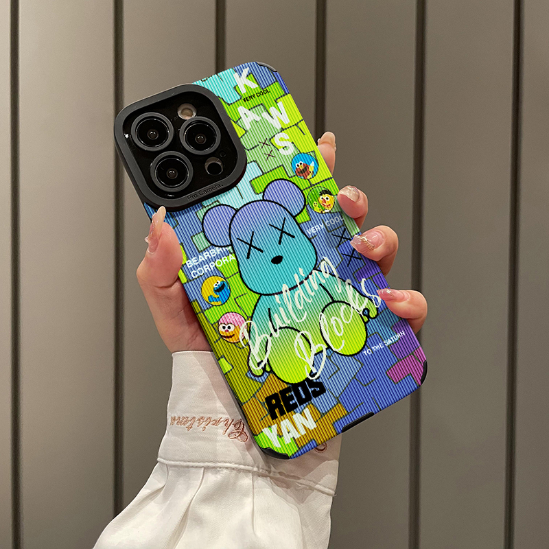 Ốp Điện Thoại Da Chống Sốc Hình Gấu KAWS Cho iPhone 7 8 7 plus 8 plus xr xs max 11 promax 12 pro max 13 pro max 14 pro max 14plus