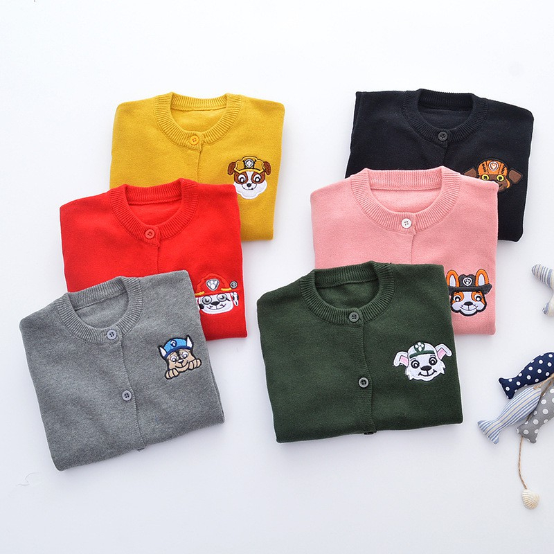 Paw Patrol Trẻ em Bé trai Cô gái Thời trang Phim hoạt hình In Áo sơ mi cotton Dệt kim Dài tay