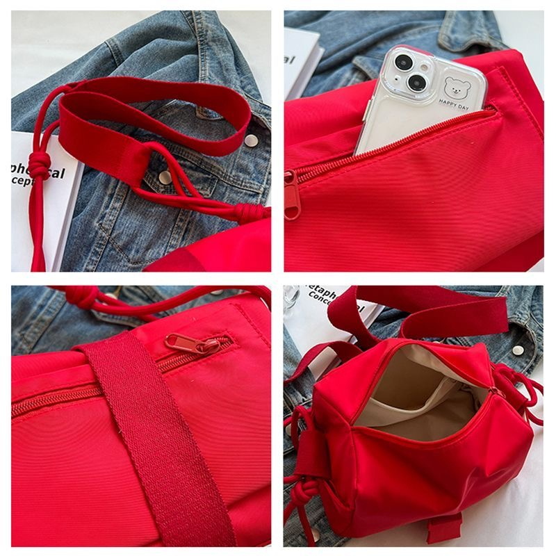 Túi Đeo Chéo Vai Màu Cam Trơn Phong Cách Thể Thao Thời Trang Hàn Quốc Cho Cặp Đôi