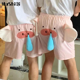 Mushiqi Quần Short Ngủ In Hình Chú Voi Dumbo Dễ Thương Cho Cặp Đôi