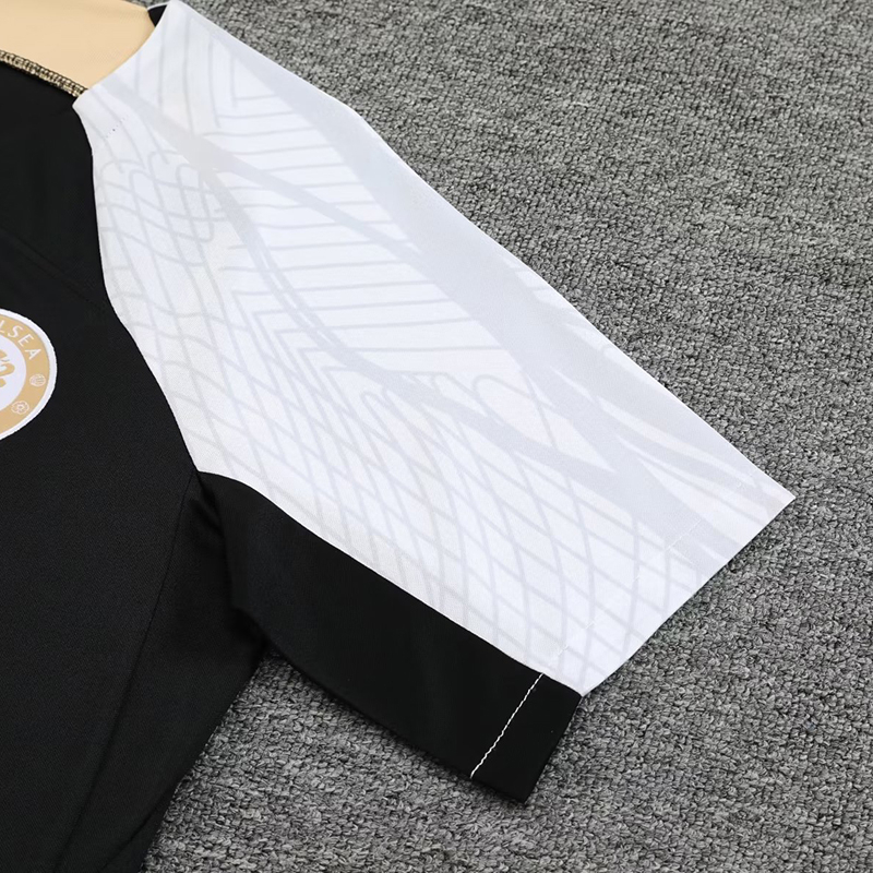 Bộ Quần Áo Đá Banh Tay Ngắn Màu Đen Size S-2XL 2023-24