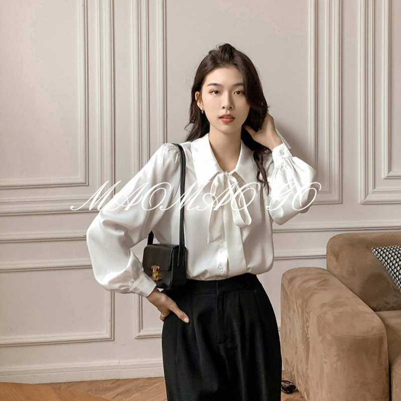 Maomao GO Trend Áo Sơ Mi Trắng Thời Trang Pháp Cho Nữ