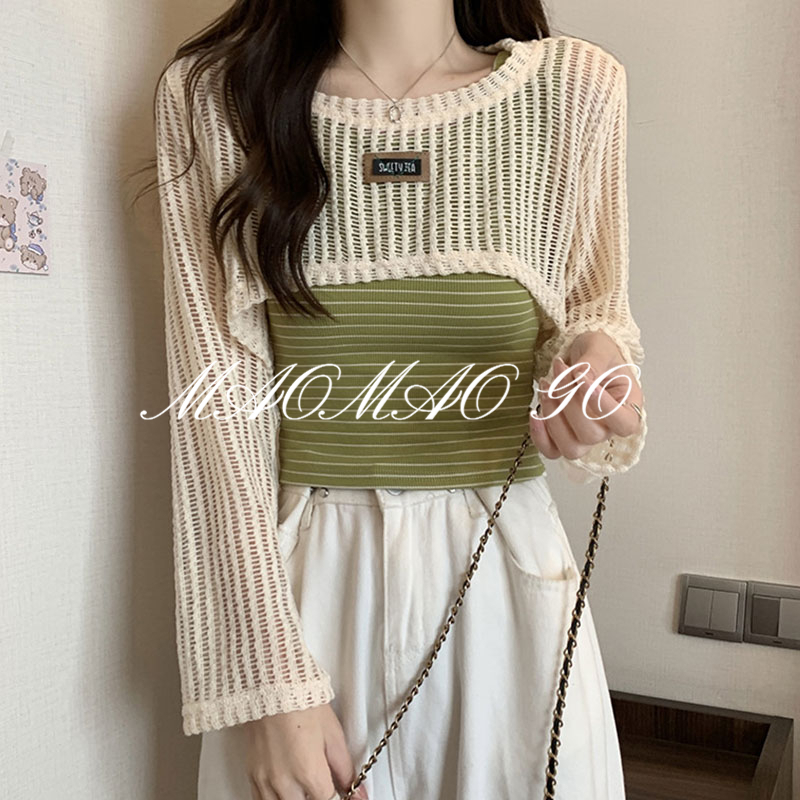 Maomao GO Mới Áo Kiểu Tay Dài Khoét Lỗ Rỗng Có Lỗ Hở Bên Ngoài Cho Nữ