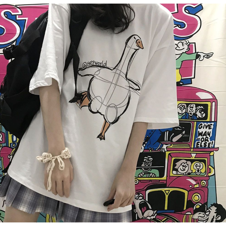 Áo Thun Nữ Tay Ngắn Dáng Rộng Phong Cách Hàn Quốc Dễ Thương