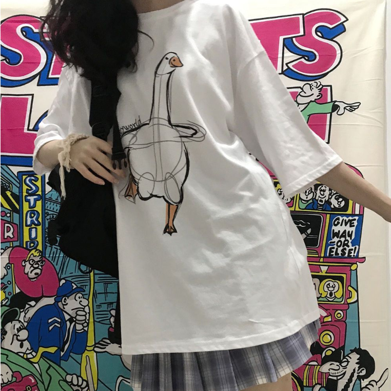 Áo Thun Nữ Tay Ngắn Dáng Rộng Phong Cách Hàn Quốc Dễ Thương