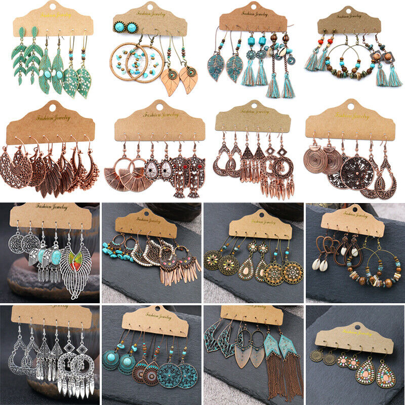 Bông Tai 3 Tầng Phối Tua Rua Phong Cách Bohemian Dễ Thương Chất Lượng Cao