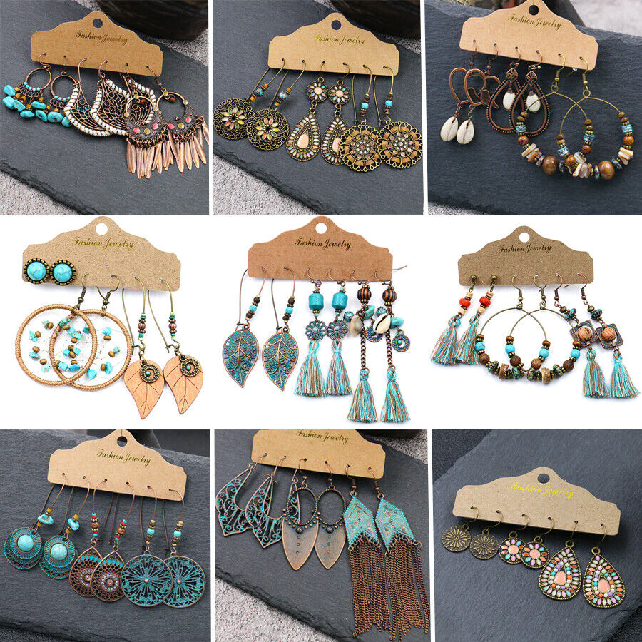 Bông Tai 3 Tầng Phối Tua Rua Phong Cách Bohemian Dễ Thương Chất Lượng Cao