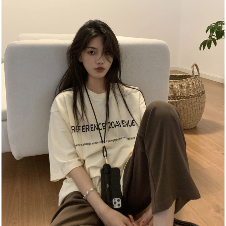 Áo Thun Tay Ngắn Dáng Rộng Phong Cách Harajuku Hàn Quốc Thời Trang Mùa Hè Cho Nữ