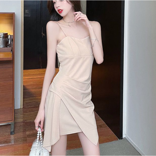 Đầm Không Tay Thiết Kế Không Đồng Đều Cao Cấp Thời Trang Theo Phong Cách Pháp