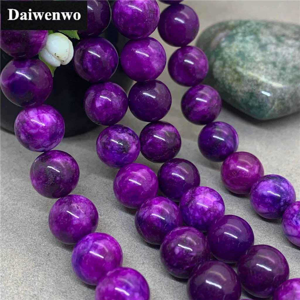 3a Đá Sugilite Tím Tự Nhiên Kích Cỡ 6 / 8 / 10mm Dùng Làm Trang Sức diy