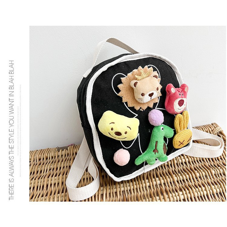 Balo Đi Học Bằng Vải Canvas Thiết Kế Hình Hoạt Hình Phong Cách Hàn Quốc Dành Cho Trẻ Nhỏ Mẫu Giáo