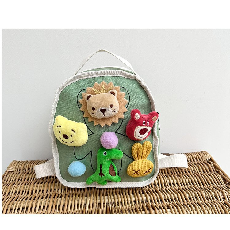 Balo Đi Học Bằng Vải Canvas Thiết Kế Hình Hoạt Hình Phong Cách Hàn Quốc Dành Cho Trẻ Nhỏ Mẫu Giáo