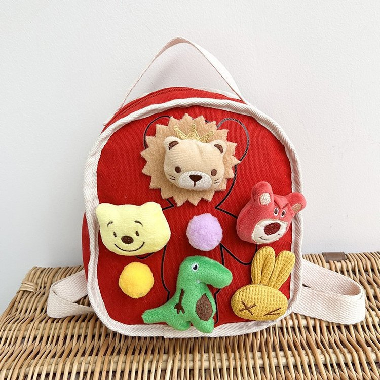 Balo Đi Học Bằng Vải Canvas Thiết Kế Hình Hoạt Hình Phong Cách Hàn Quốc Dành Cho Trẻ Nhỏ Mẫu Giáo