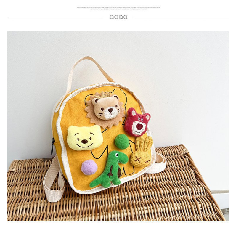 Balo Đi Học Bằng Vải Canvas Thiết Kế Hình Hoạt Hình Phong Cách Hàn Quốc Dành Cho Trẻ Nhỏ Mẫu Giáo