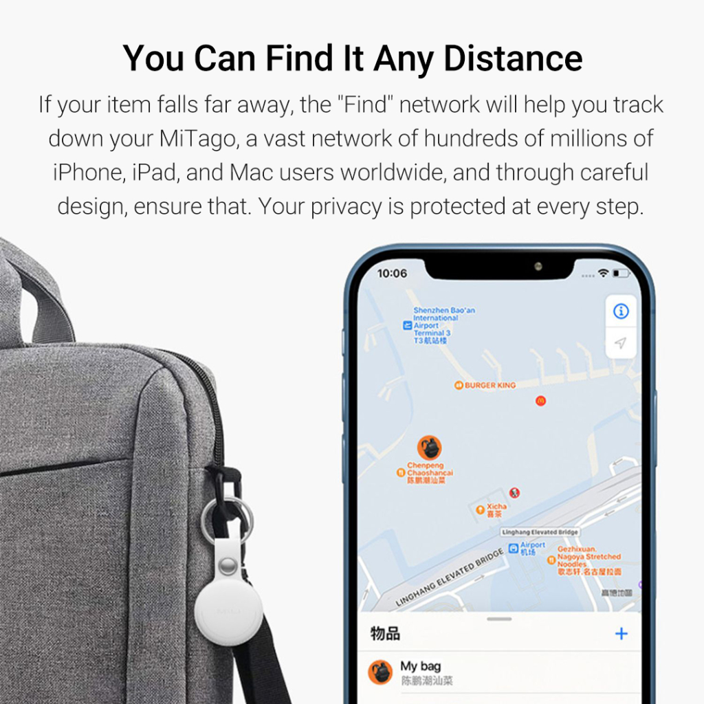 Mitag Thiết Bị Theo Dõi bluetooth Lừa Và Máy Gọi Cho Chìa Khóa / Túi / Hơn Tới 120m Chống Thấm Nước