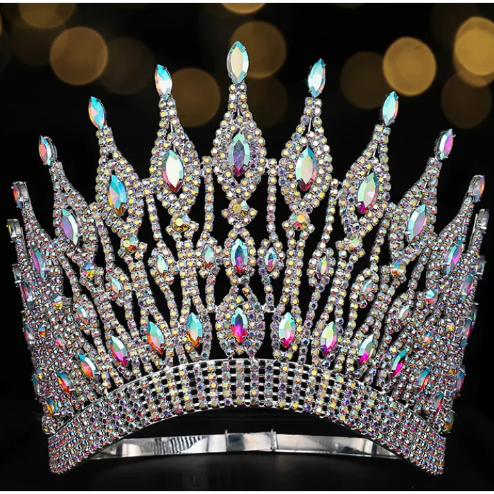 Levery Big Miss World Beauty Pageant Vương Miện Màu Bạc AB Kích Thước Tùy Chỉnh Kích Thước Vương Miện Đội Đầu