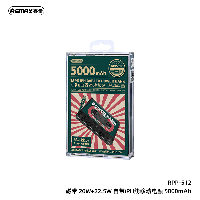 Remax Bộ Nguồn Điện Từ 20W + 22.5W RPP-512 5000mAh