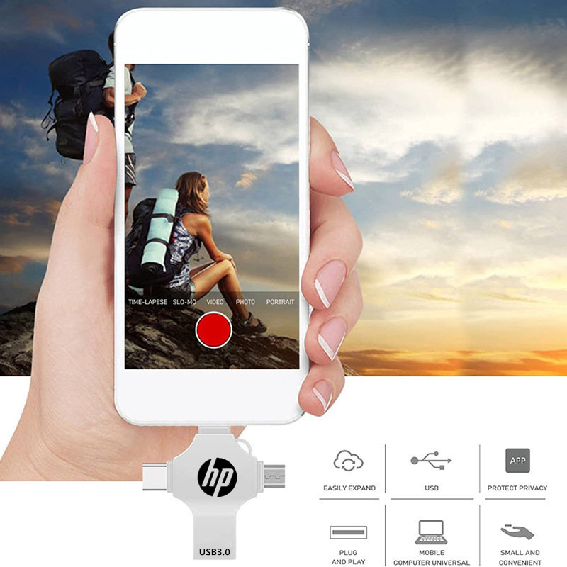 Usb 4 Trong 1 OTG USB Flash Drive 2TB 16GB 32GB 64GB Type-C 128GB 256GB Cho Điện Thoại Android PC 512G