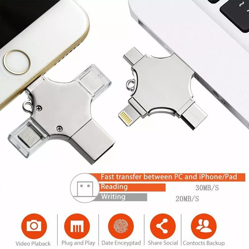 Usb 4 Trong 1 OTG USB Flash Drive 2TB 16GB 32GB 64GB Type-C 128GB 256GB Cho Điện Thoại Android PC 512G