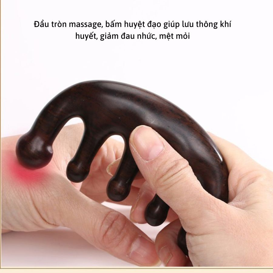 Lược Chải Tóc Mát Xa Da Đầu Bằng Gỗ Đàn Hương Lụa Vàng