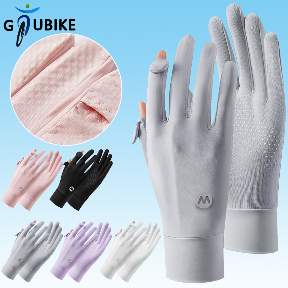 GTUBIKE Găng tay nữ chống nắng UPF50+ bằng lụa băng thoáng khí thân thiện với làn da có thể chạm màn hình cảm ứng