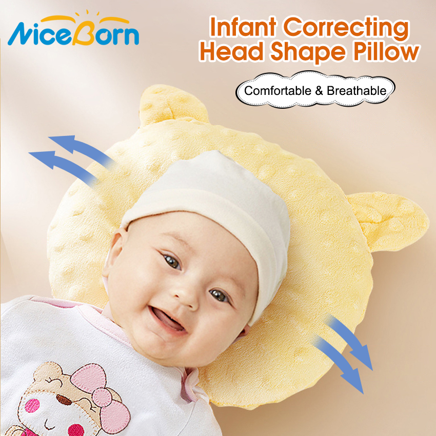 Gối Ngủ Chống Lăn Thoáng Khí Mềm Mại Dễ Thương Cho Bé Sơ Sinh