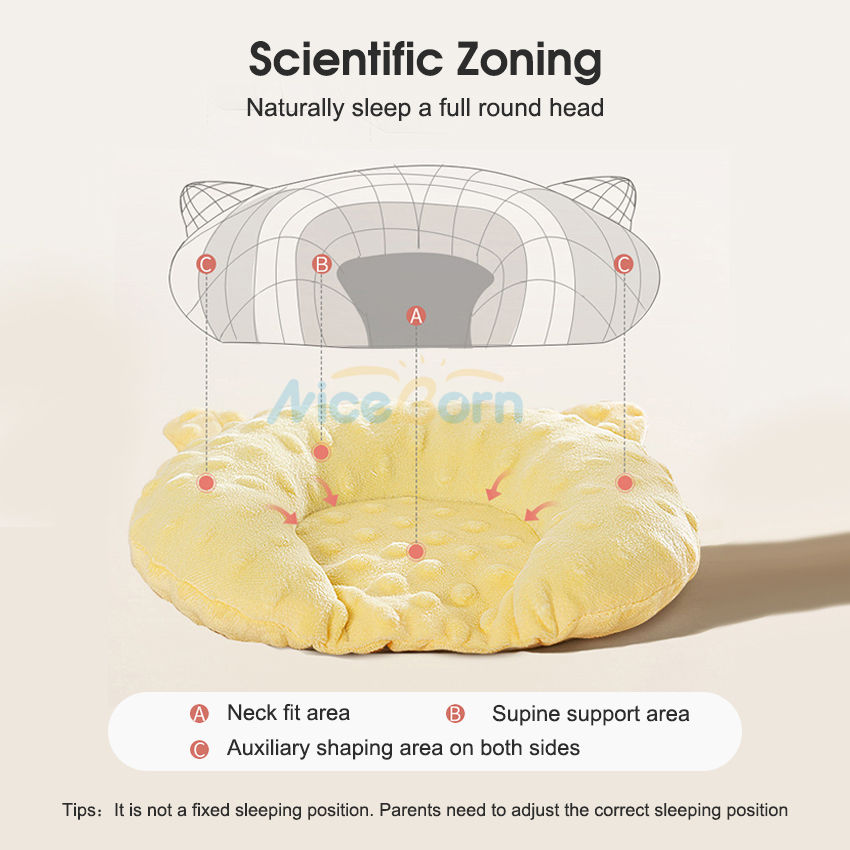 Gối Ngủ Chống Lăn Thoáng Khí Mềm Mại Dễ Thương Cho Bé Sơ Sinh