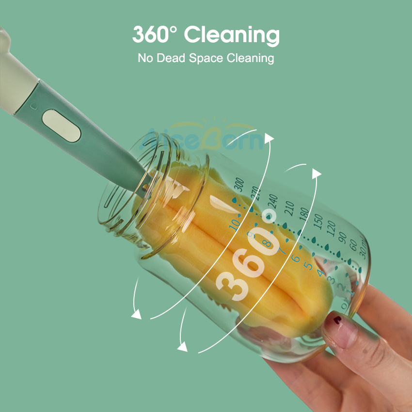 Bộ Cọ Vệ Sinh Bình Sữa / Núm Vú Giả 3 Trong 1 Bằng Silicon Mềm Chống Trượt