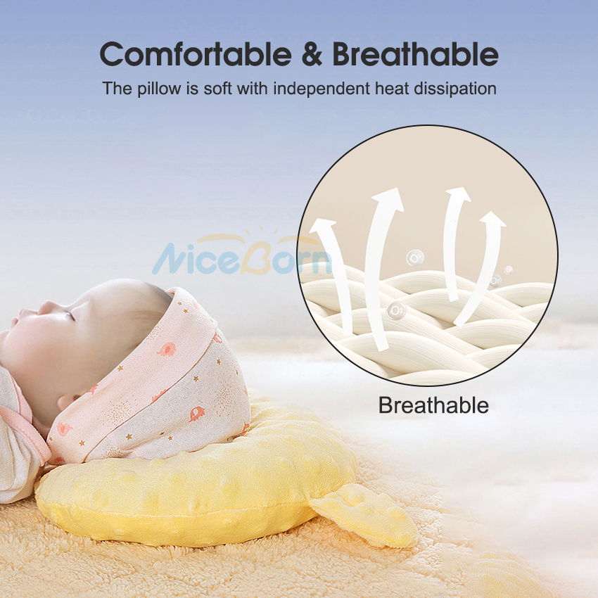 Gối Ngủ Chống Lăn Thoáng Khí Mềm Mại Dễ Thương Cho Bé Sơ Sinh