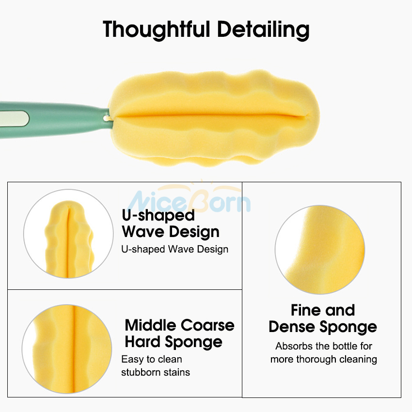 Bộ Cọ Vệ Sinh Bình Sữa / Núm Vú Giả 3 Trong 1 Bằng Silicon Mềm Chống Trượt