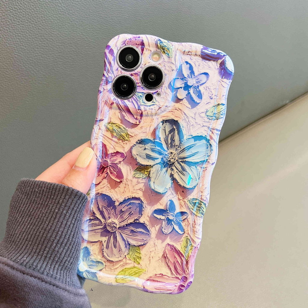 Ốp Điện Thoại IMD Hình Hoa Sơn Dầu Cho IPhone 11 12 13Pro Max 14Pro Max