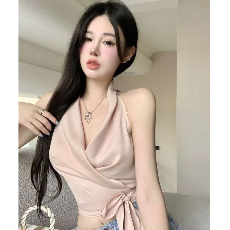 Áo Croptop Hai Dây Cổ Chữ V Thời Trang Mùa Hè Quyến Rũ Cho Nữ