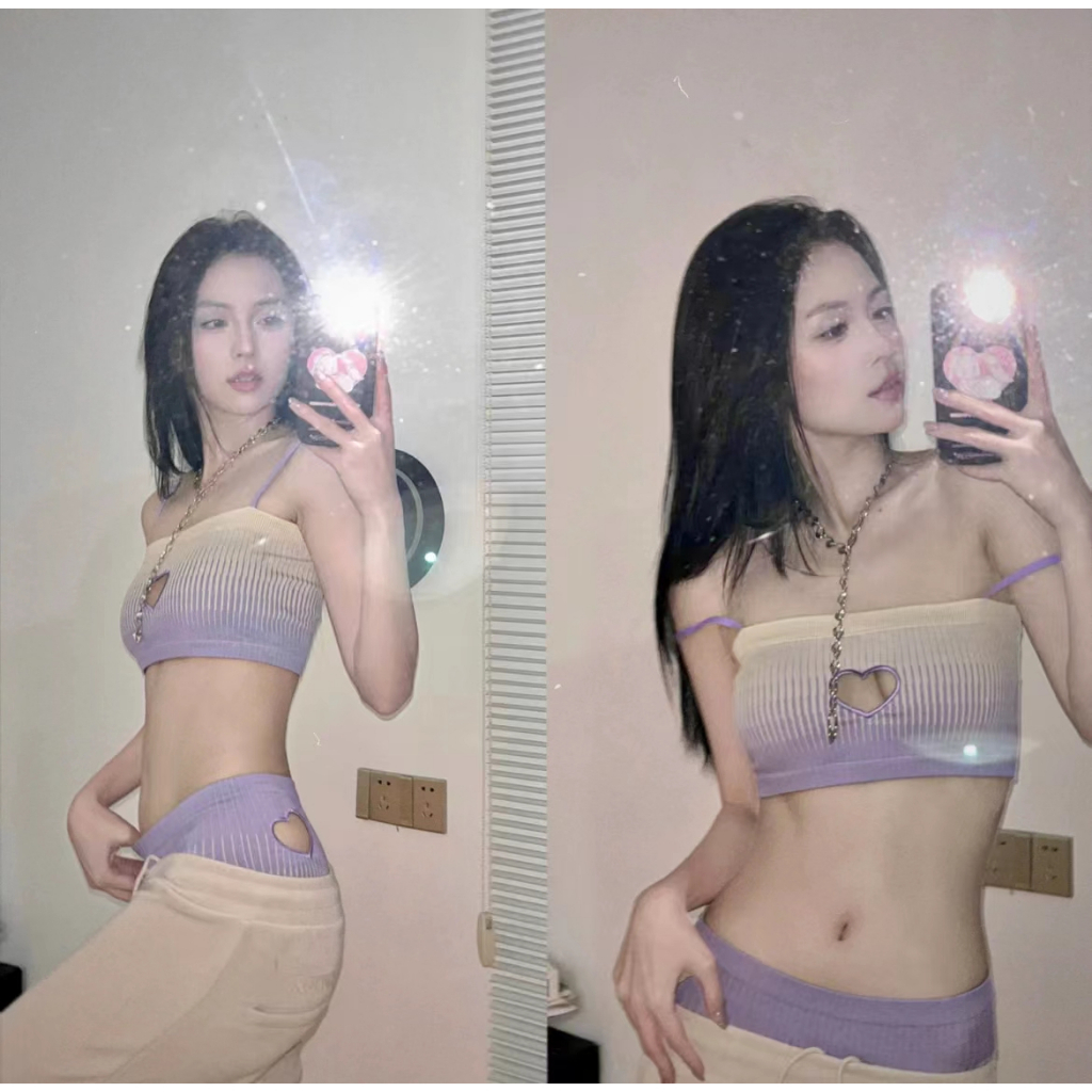 QADCOL Áo Hai Dây Dệt Kim Dáng Ngắn Phong Cách Ngọt Ngào Thời Trang Mùa Hè Hàng Mới Mùa Hè Mát Mẻ Dành Cho Bạn Nữ Mặc Ngoài Trời