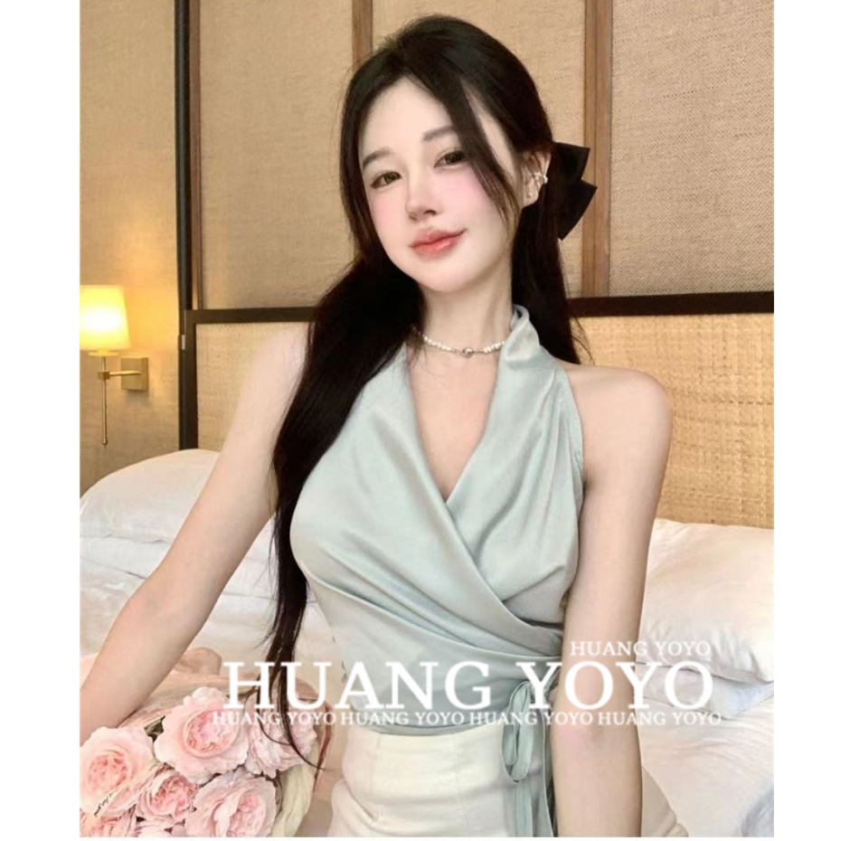 Áo Croptop Hai Dây Cổ Chữ V Thời Trang Mùa Hè Quyến Rũ Cho Nữ