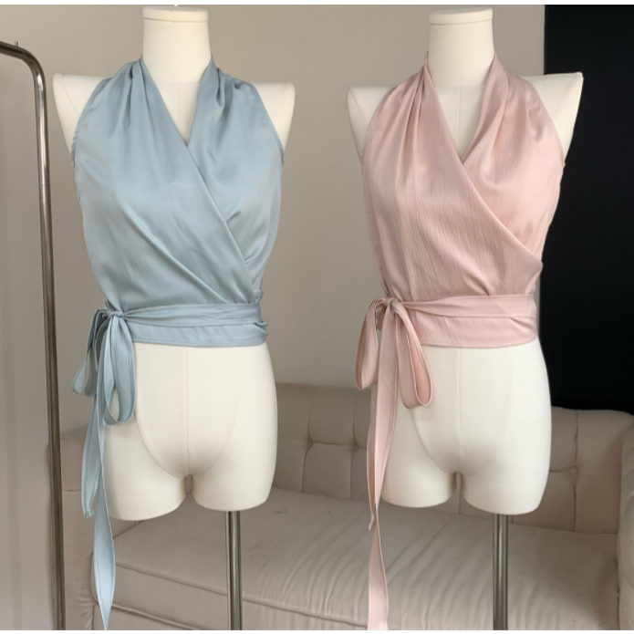 Áo Croptop Hai Dây Cổ Chữ V Thời Trang Mùa Hè Quyến Rũ Cho Nữ