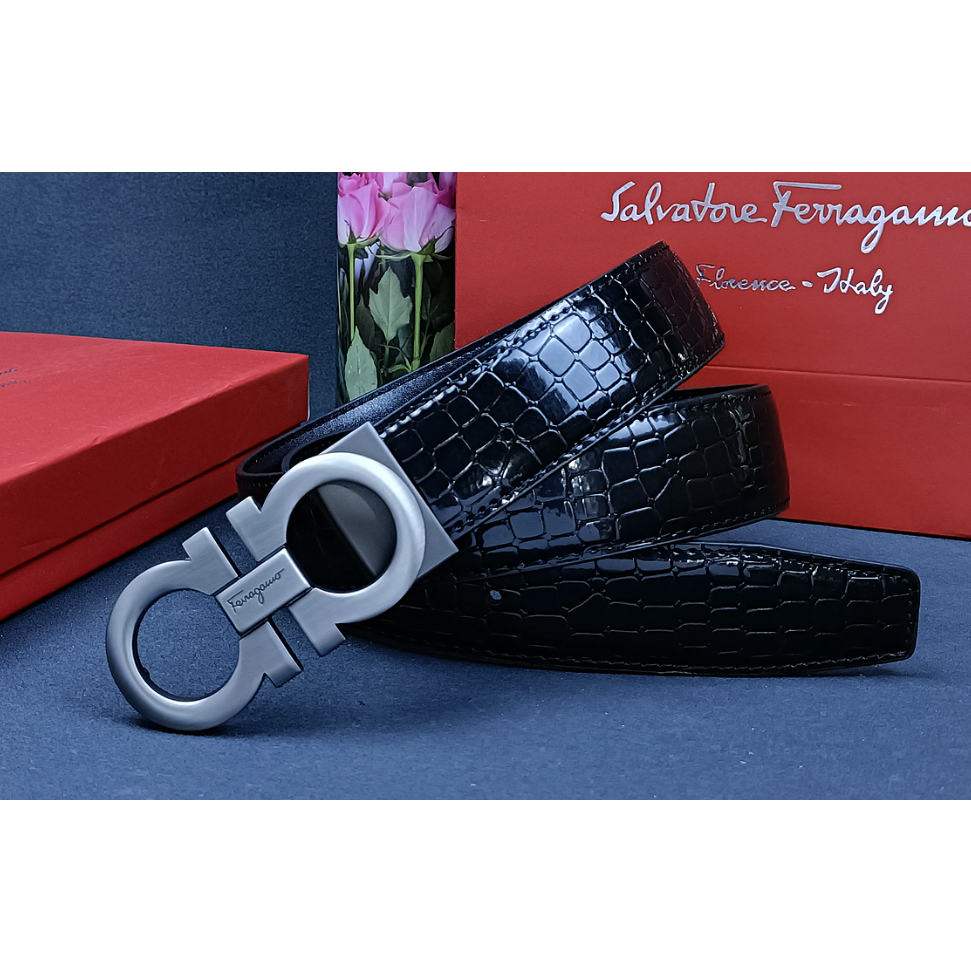 Salvatore Ferragamo Thắt Lưng Da Thật Họa Tiết Philagmu Cá Tính Cho Nam