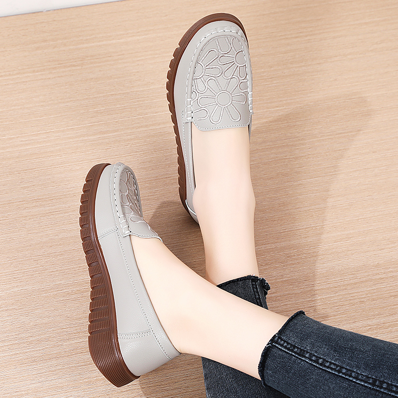 Giày Lười Da Bò Đế Bằng Thiết Kế Đơn Giản Thời Trang Cho Nữ