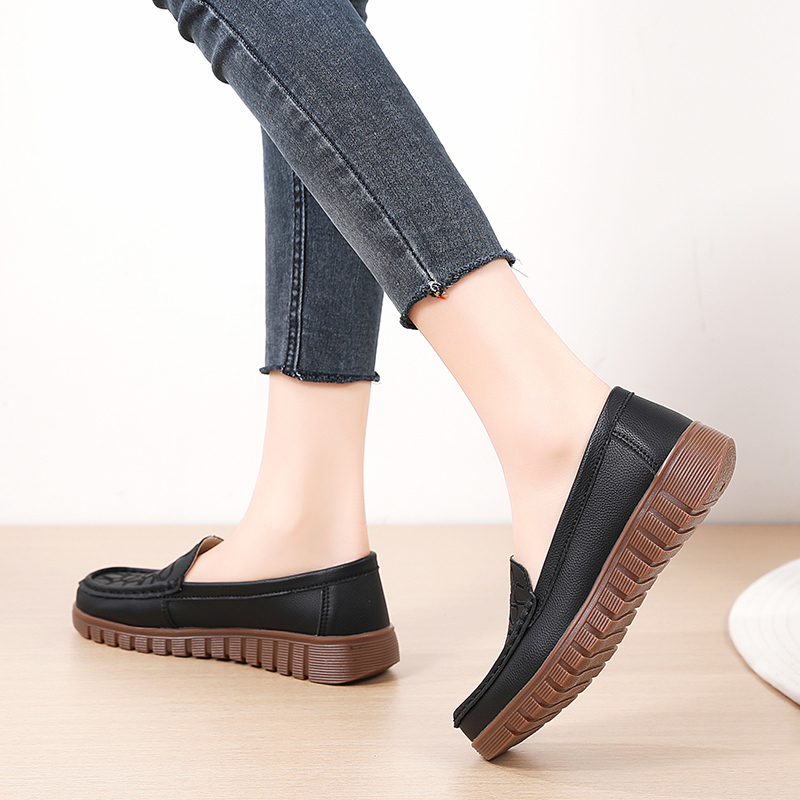 Giày Lười Da Bò Đế Bằng Thiết Kế Đơn Giản Thời Trang Cho Nữ