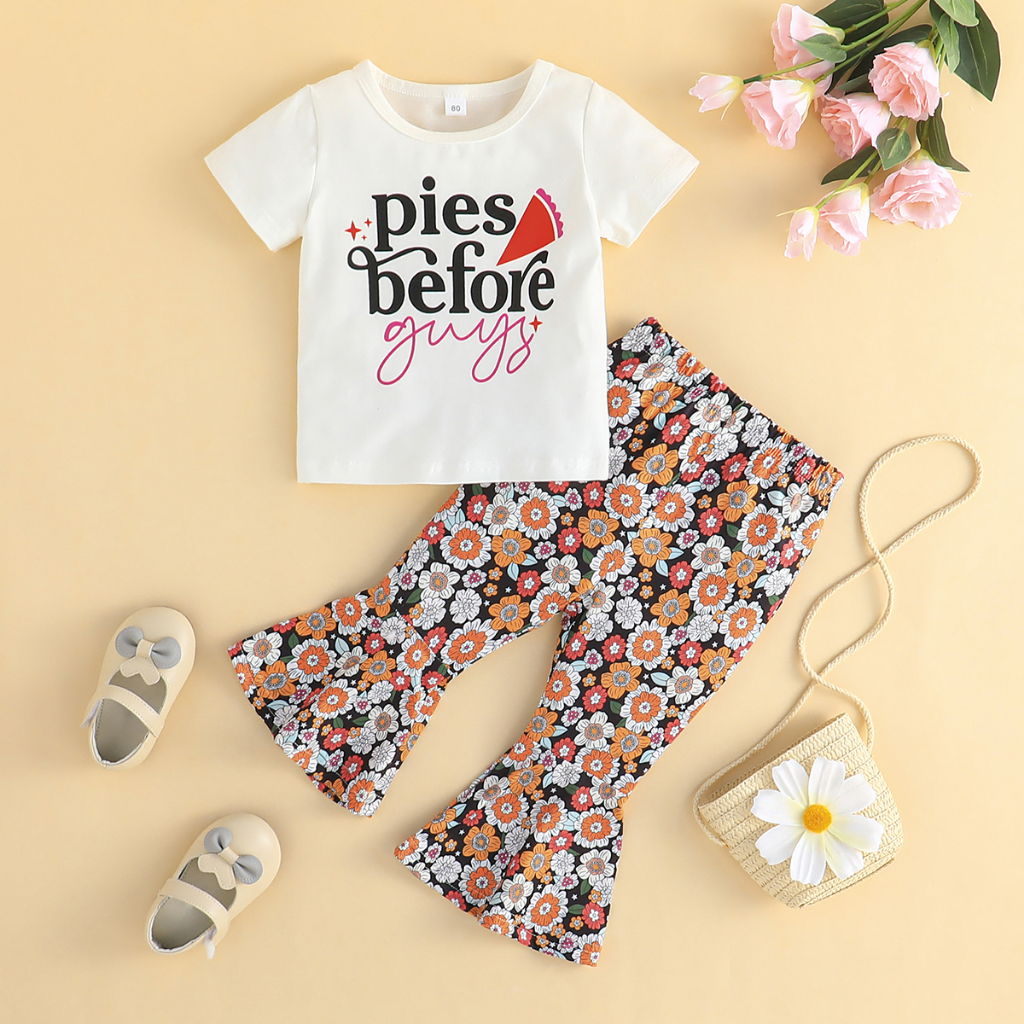 Bộ Đồ Quần Áo Bé Gái Áo Thun Tay Ngắn Và Quần Dài Hoa Set Thời Trang Cho Bé Trẻ em 9 Tháng - 4 Tuổi sơ sinh