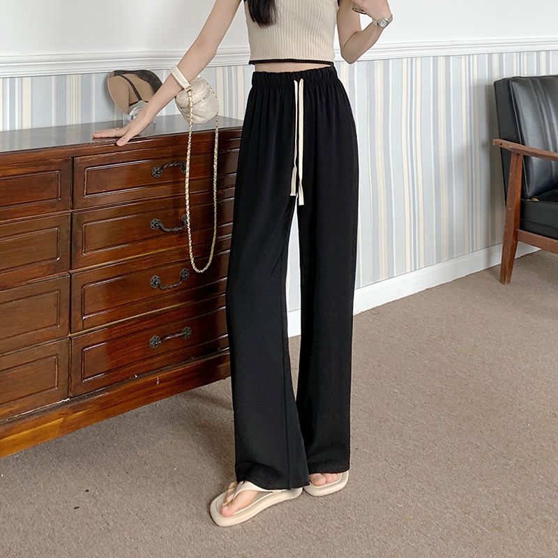 Quần ống rộng Lưng Cao Màu Trơn Đơn Giản Thời Trang Hàn Quốc Cho Nữ