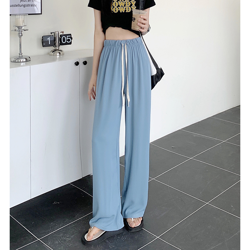 Quần ống rộng Lưng Cao Màu Trơn Đơn Giản Thời Trang Hàn Quốc Cho Nữ