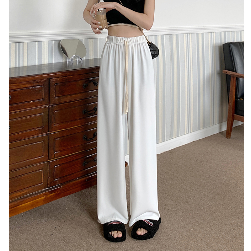 Quần ống rộng Lưng Cao Màu Trơn Đơn Giản Thời Trang Hàn Quốc Cho Nữ