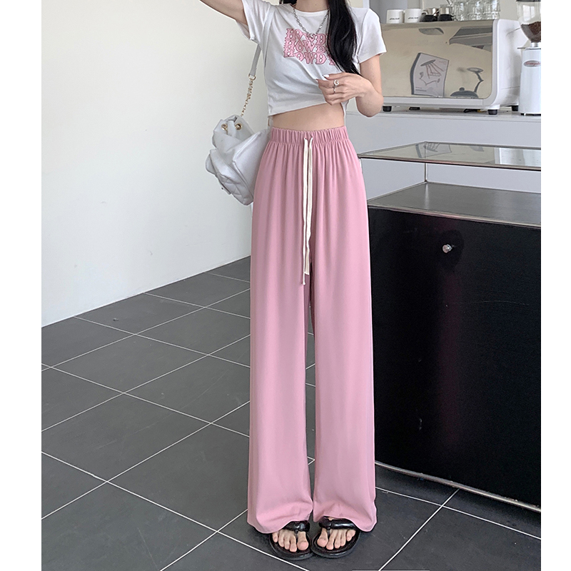 Quần ống rộng Lưng Cao Màu Trơn Đơn Giản Thời Trang Hàn Quốc Cho Nữ