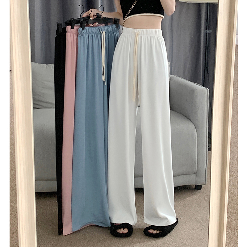 Quần ống rộng Lưng Cao Màu Trơn Đơn Giản Thời Trang Hàn Quốc Cho Nữ