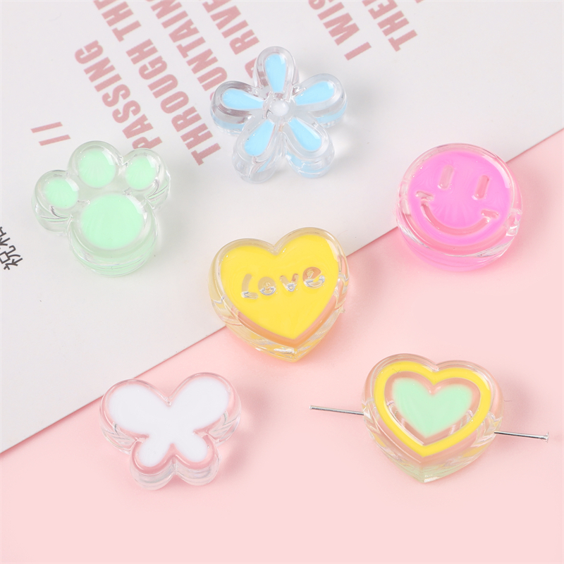 Bộ 10 Hạt Nhựa Acrylic Màu Sắc Sáng Tạo Dùng Làm Trang Sức DIY