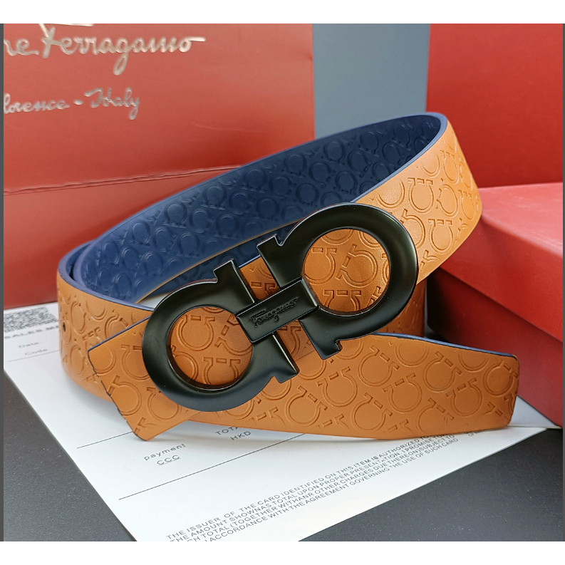 Salvatore Ferragamo Thắt Lưng Da Thật Hai Mặt Họa Tiết Móng Ngựa Thời Trang Dành Cho Nam