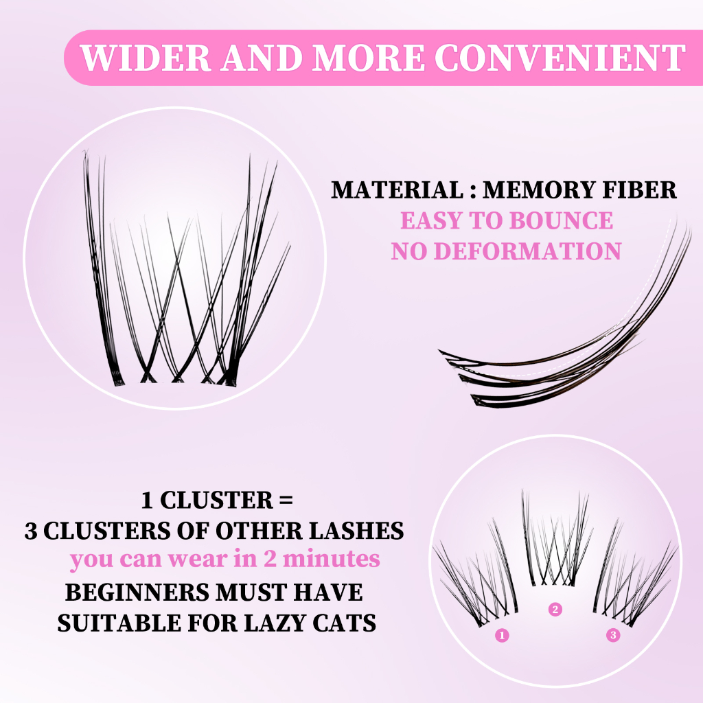 Bộ lông mi giả AIMEEORAN Cotremyp 3 hàng kèm keo nối mi 10D