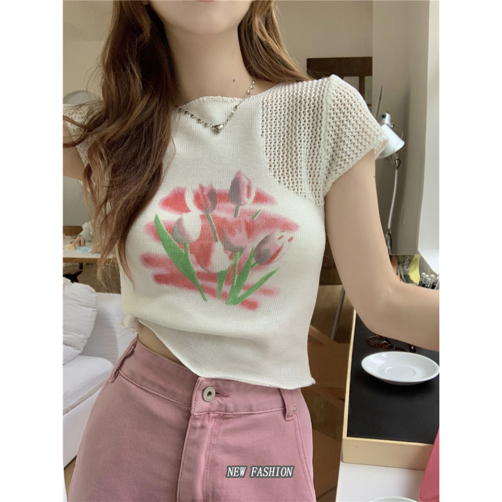 Áo Thun Croptop Tay Ngắn Kiểu Dáng Dễ Thương Xinh Xắn Cho Nữ
